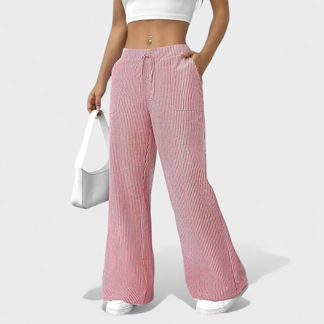 María - Pantalones anchos cómodos con detalles elegantes