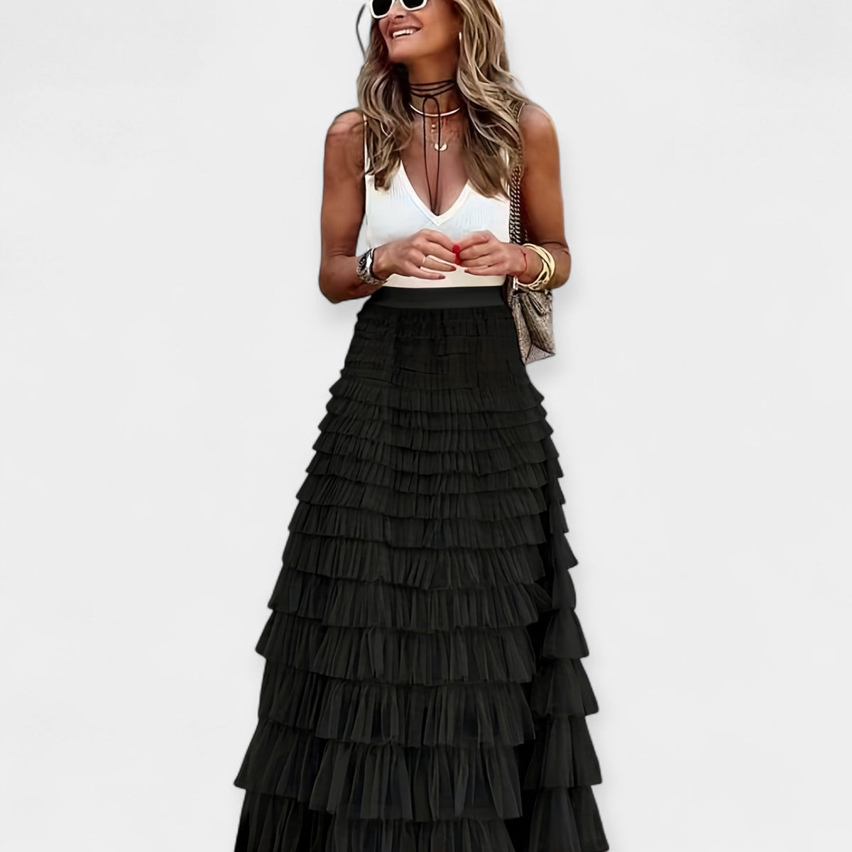 Inês - Falda Boho con Acabado de Satén