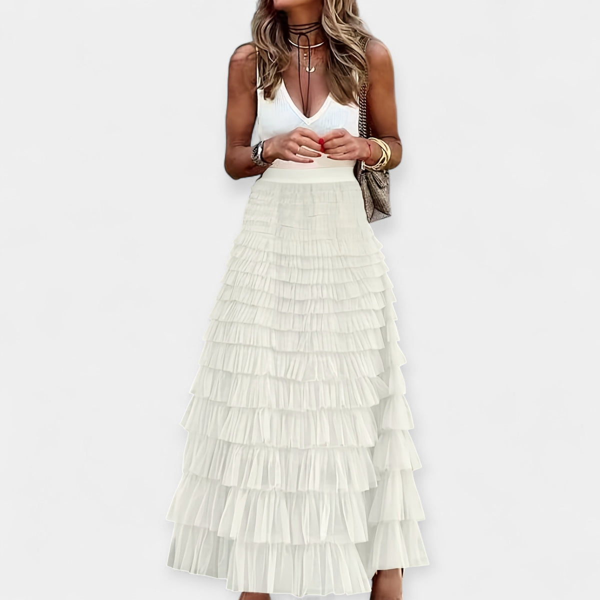 Inês - Falda Boho con Acabado de Satén