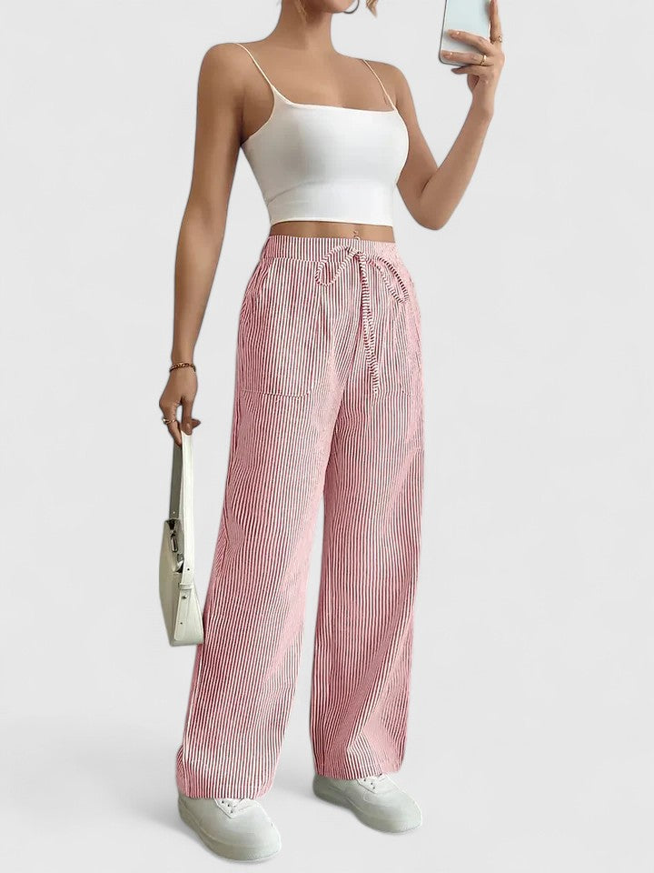 María - Pantalones anchos cómodos con detalles elegantes