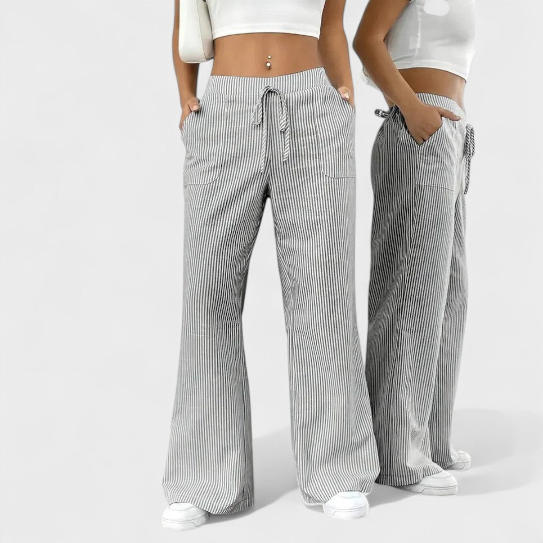 María - Pantalones anchos cómodos con detalles elegantes