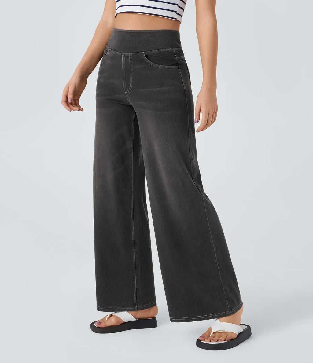 Eva - Pantalones de Cintura Alta Elásticos