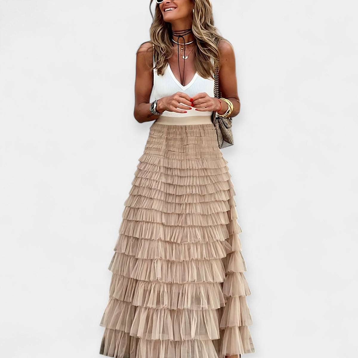 Inês - Falda Boho con Acabado de Satén
