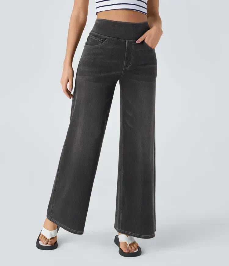 Eva - Pantalones de Cintura Alta Elásticos