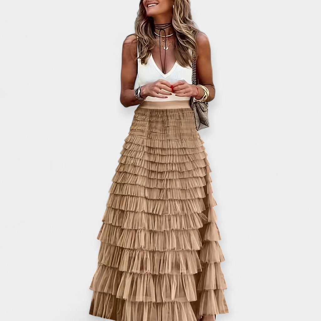 Inês - Falda Boho con Acabado de Satén