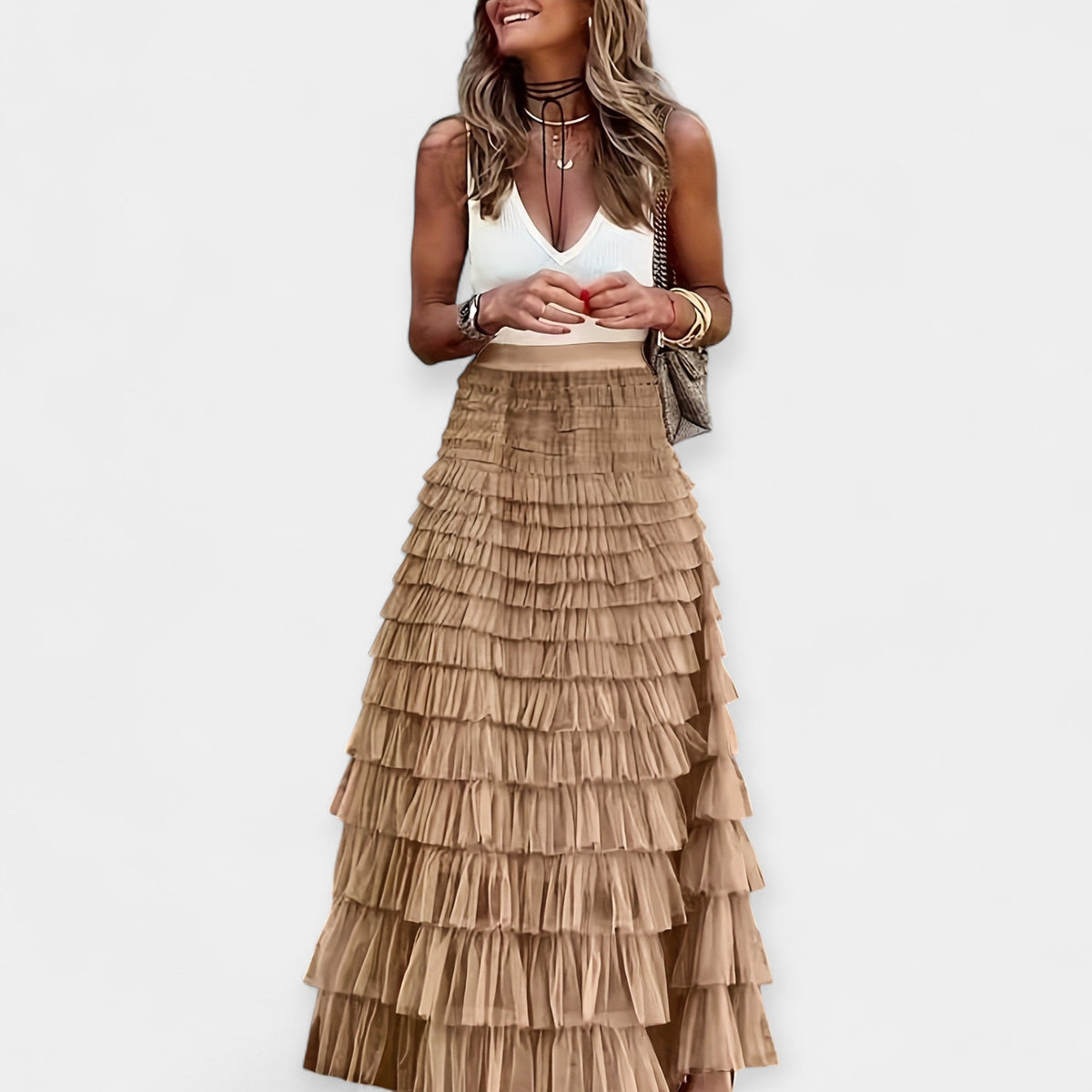 Inês - Falda Boho con Acabado de Satén