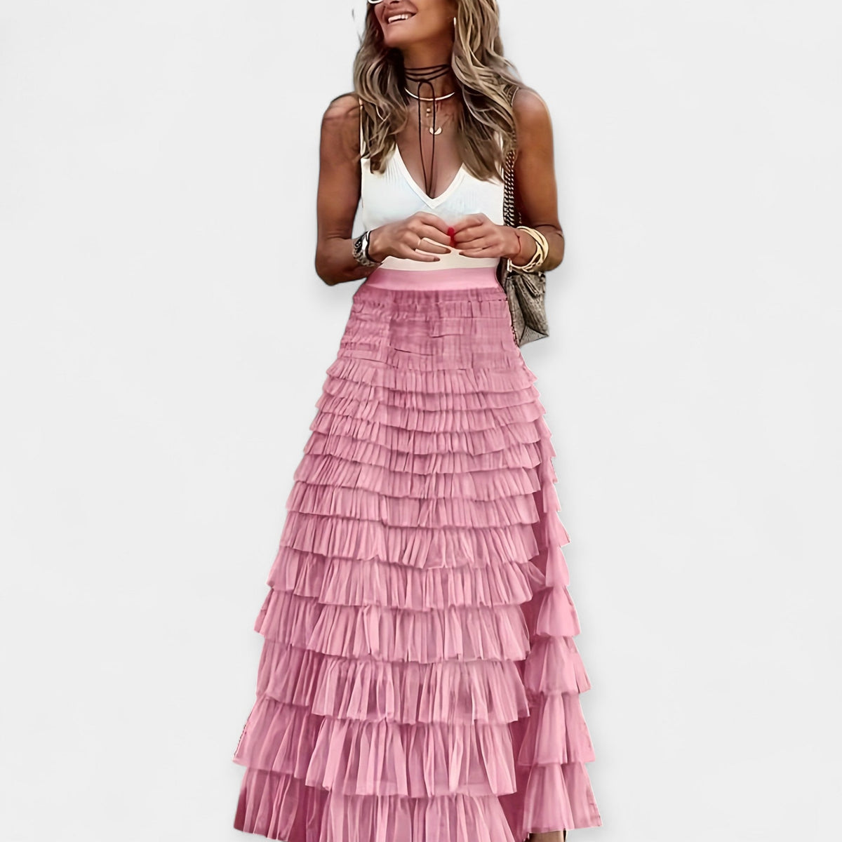 Inês - Falda Boho con Acabado de Satén