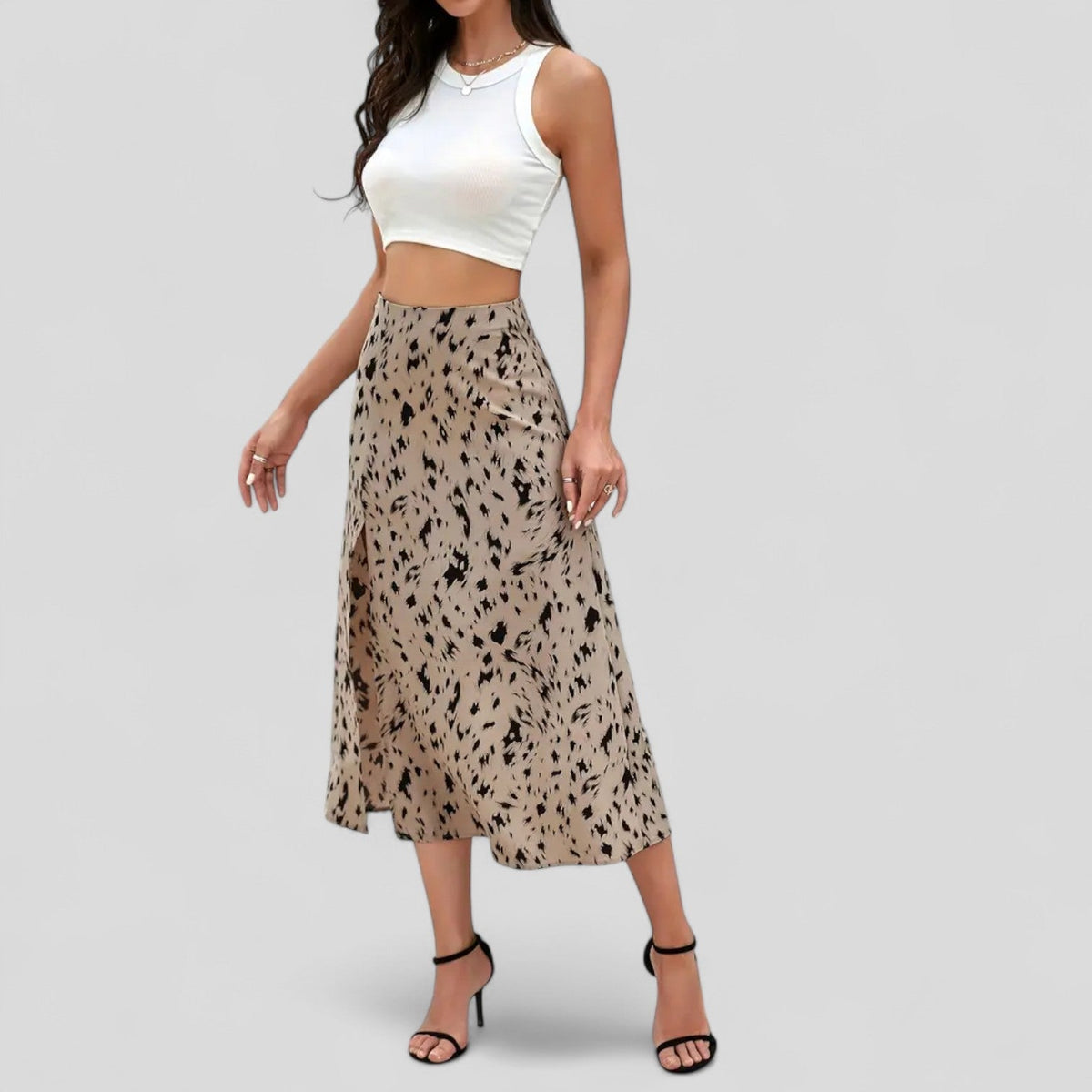 FALDA MIDI ESTAMPADA