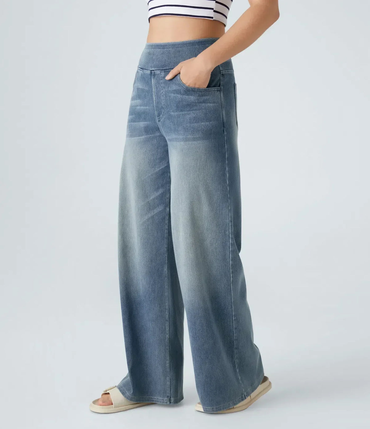 Eva - Pantalones de Cintura Alta Elásticos