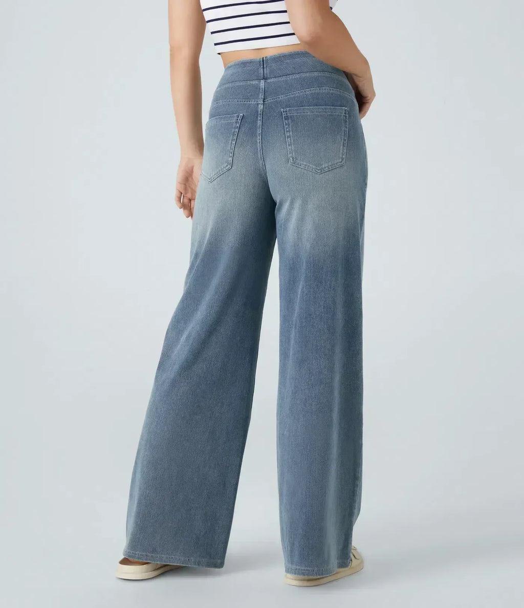 Eva - Pantalones de Cintura Alta Elásticos
