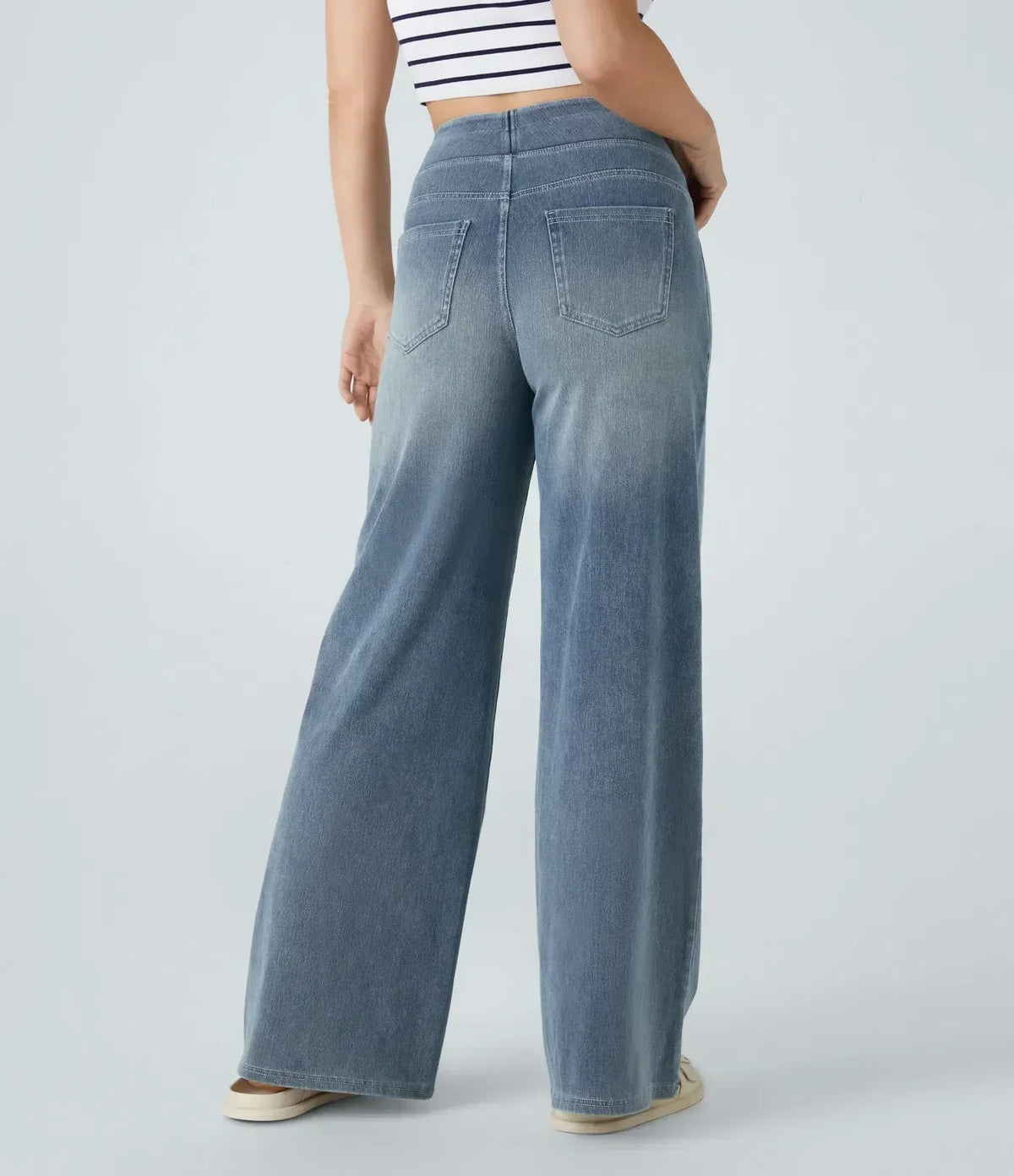 Eva - Pantalones de Cintura Alta Elásticos