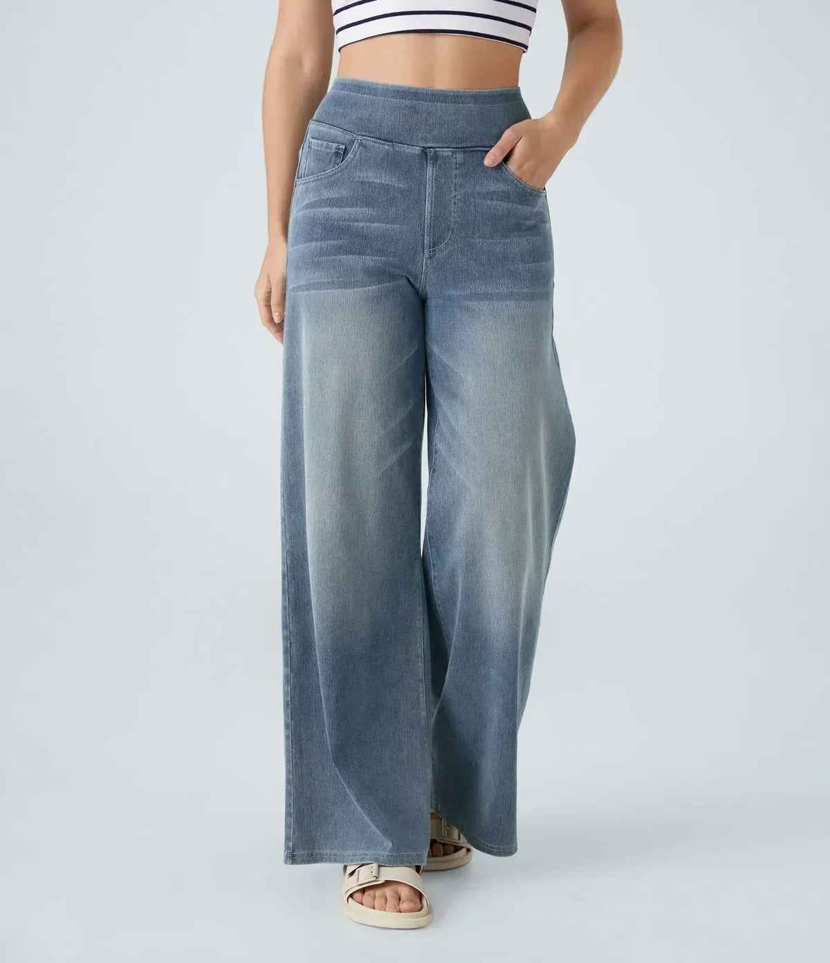 Eva - Pantalones de Cintura Alta Elásticos