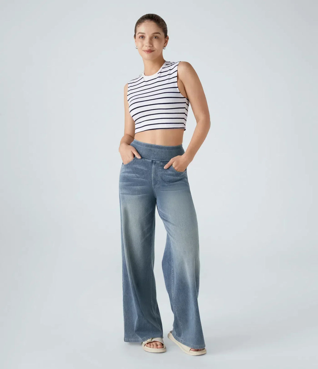 Eva - Pantalones de Cintura Alta Elásticos