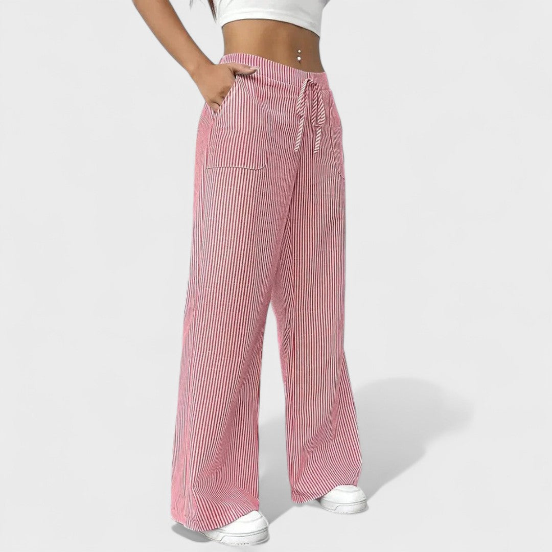 María - Pantalones anchos cómodos con detalles elegantes