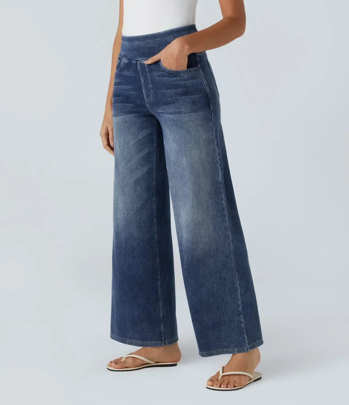 Eva - Pantalones de Cintura Alta Elásticos