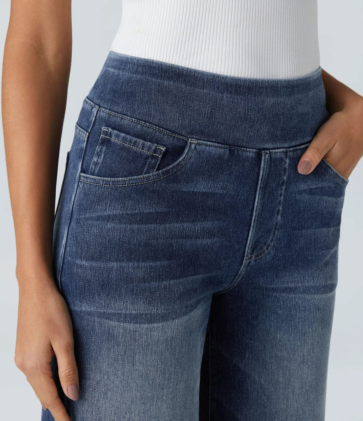 Eva - Pantalones de Cintura Alta Elásticos