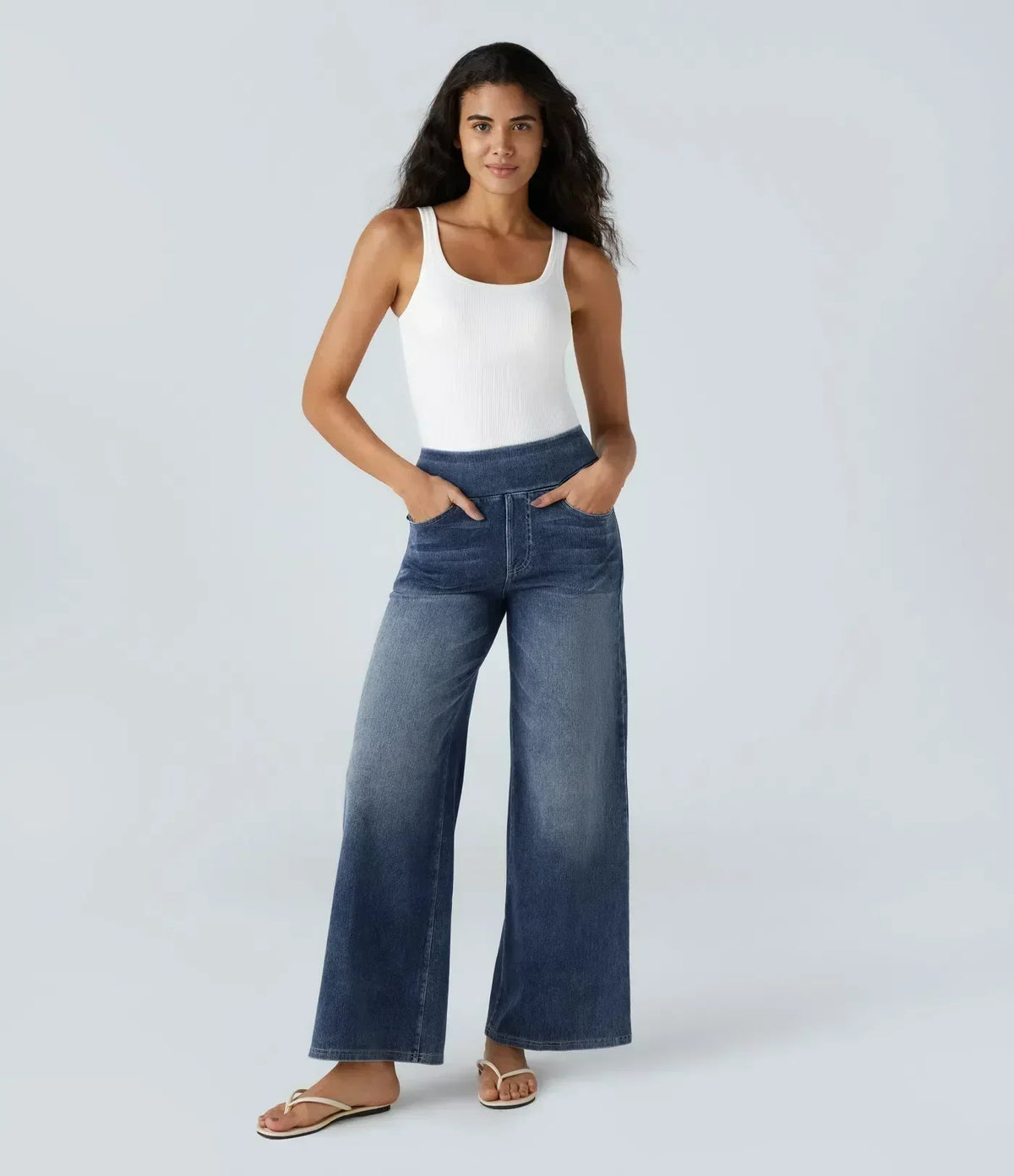 Eva - Pantalones de Cintura Alta Elásticos
