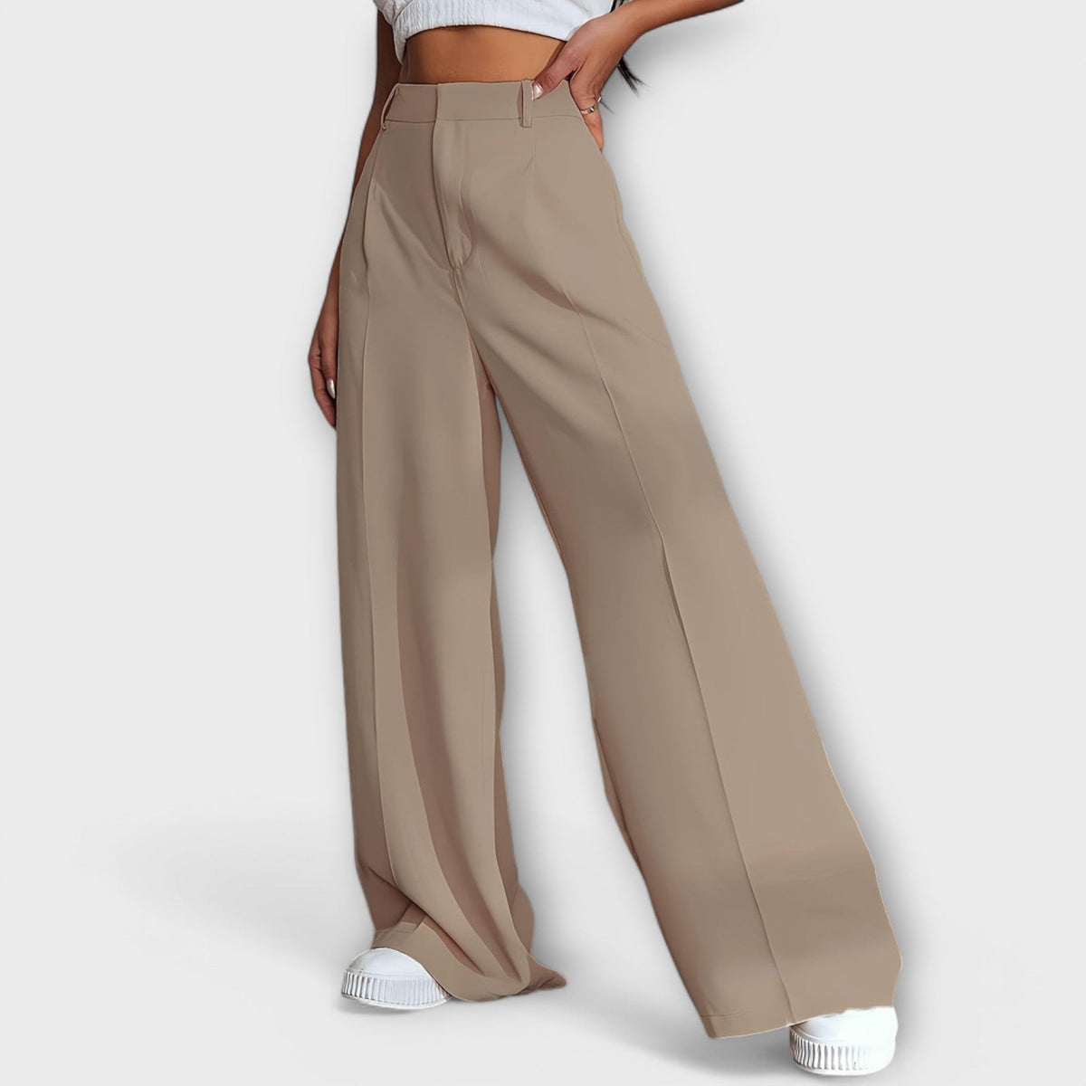 Iara - Pantalón de Cintura Alta con Piernas Anchas