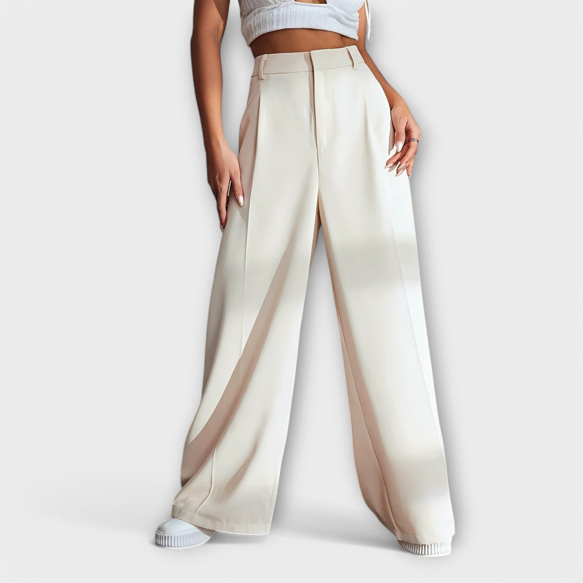 Iara - Pantalón de Cintura Alta con Piernas Anchas