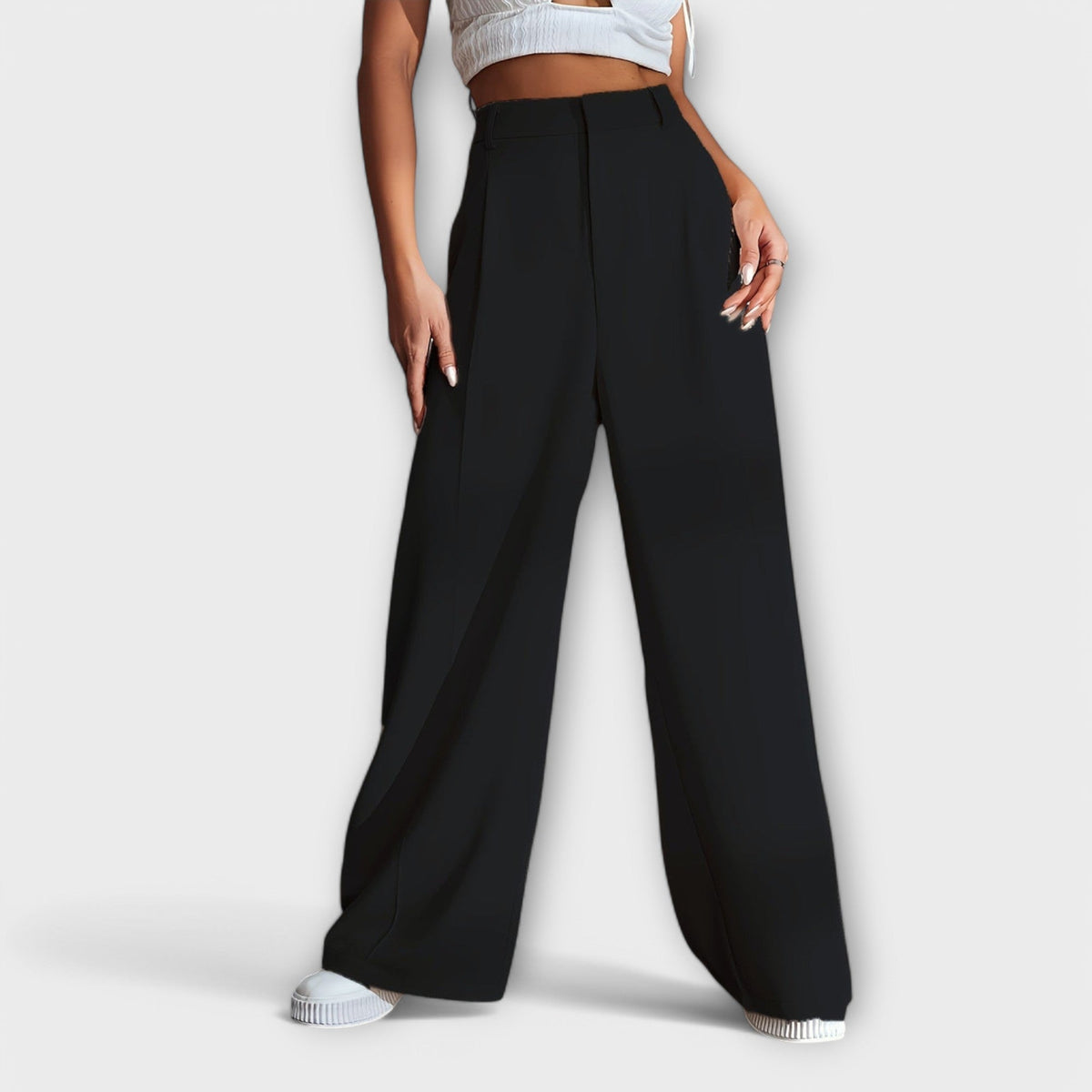 Iara - Pantalón de Cintura Alta con Piernas Anchas